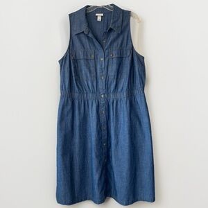 Ava & Viv Denim Sleeveless Midi Dress Size XXL Lightweight 100% Cotton Casual